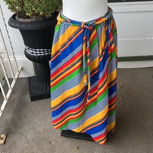 VTG 80s Century of Boston Striped Skirt in Red, Yellow, Blue, Green, Yellow